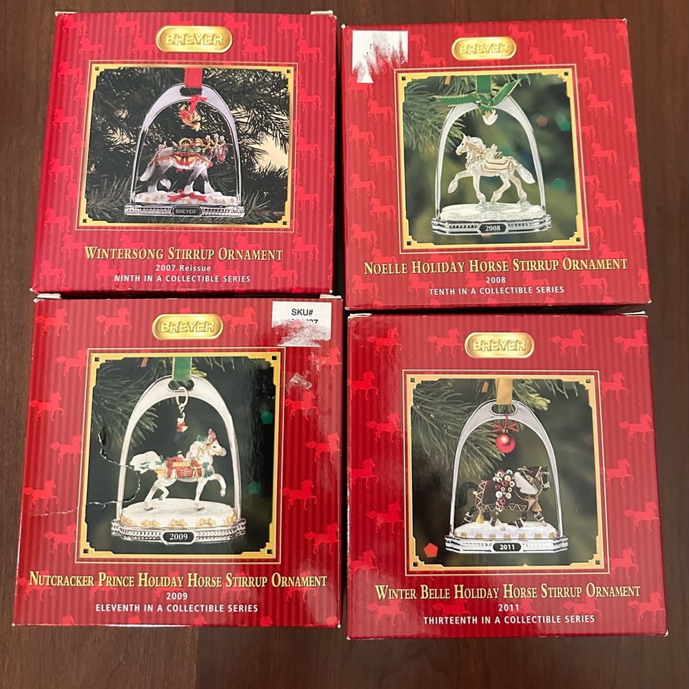 Breyer Christmas Ornaments in Red Boxes Featuring Nativity Scenes